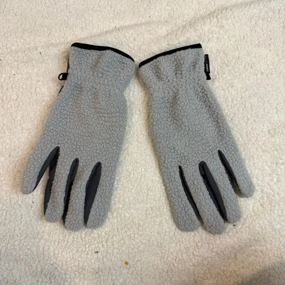 SwissTech Gloves Gray Teddy Fleece Sherpa Tech Compatible Driving Winter Work